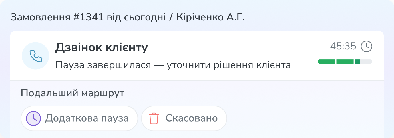 Картка повторного дзвінка